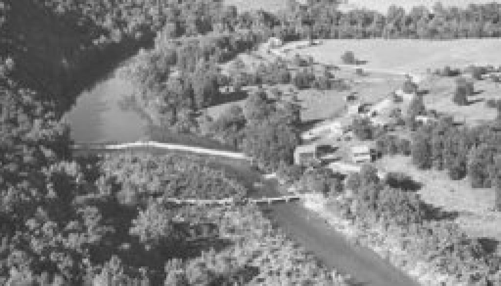 Dawt Mill aerial view and downstream view 1947 featured