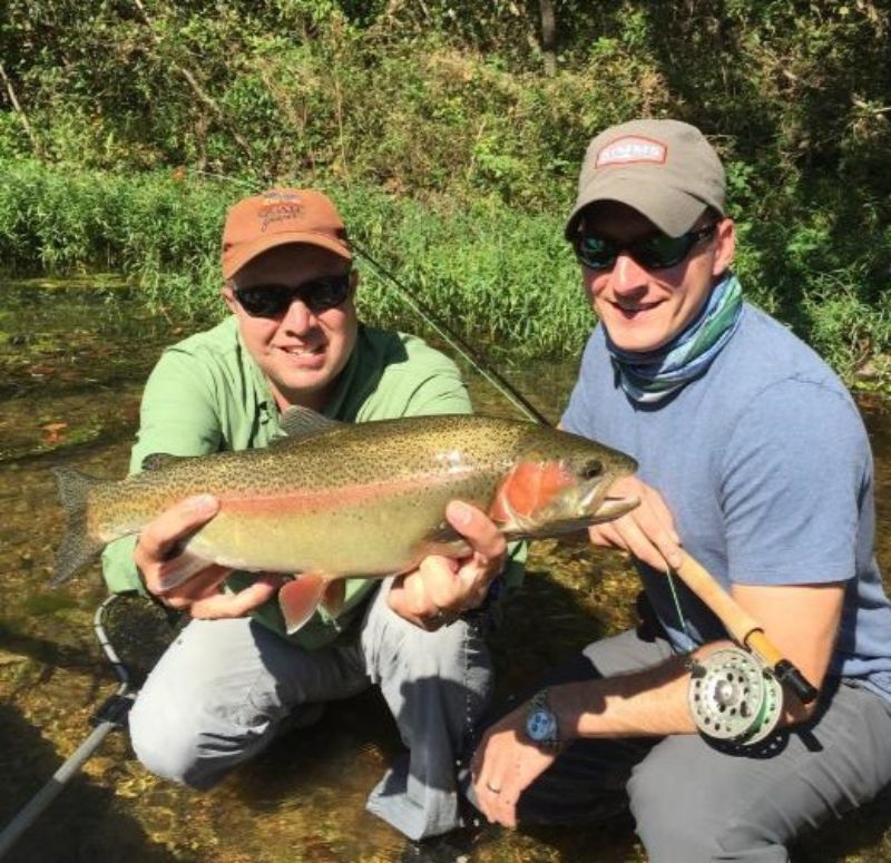 Fly rod snags huge Rainbow Trout