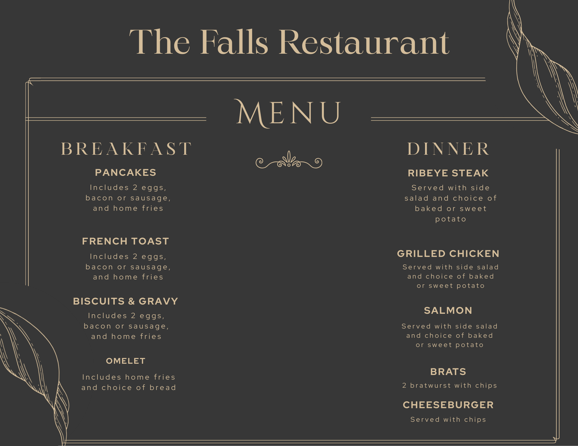 River of Life Farm Restaurant Menu